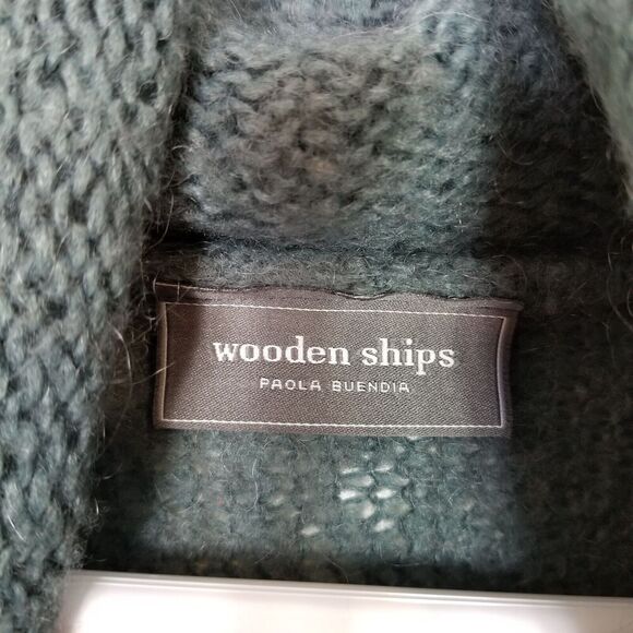Wooden Ships Women Cowl Neck Ruana Poncho Sweater Sz M/L Wool Blend Lightweight - Picture 3 of 4